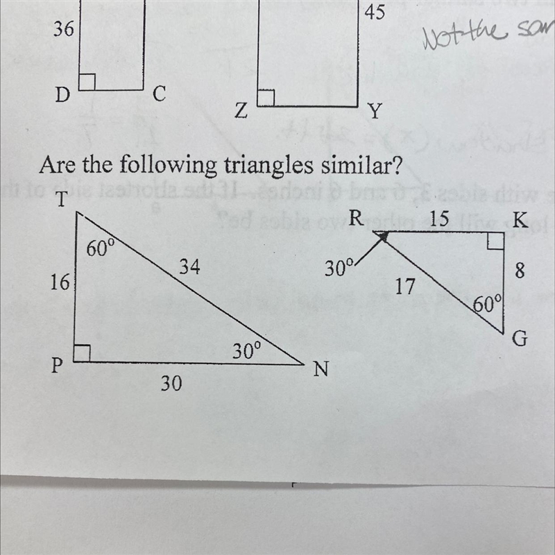 #2 Are the following triangles similar? Please help!!-example-1