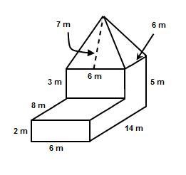 Jeremy constructed this solid by combining two rectangular prisms and a square pyramid-example-1