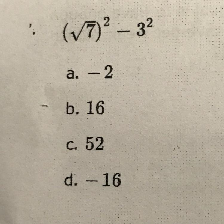 (77) – 32 a. - 2 b. 16 C. 52 d. - 16-example-1