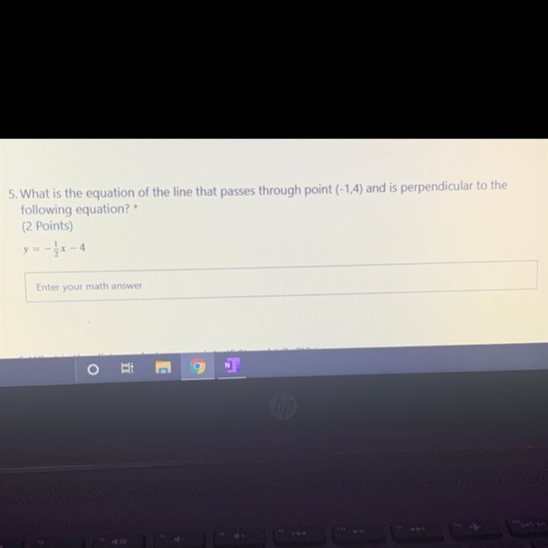 What is the equation of the line that passes through point (-1,4) and is perpendicular-example-1