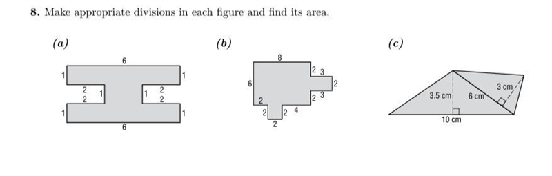 I need help with letter B, find the area-example-1