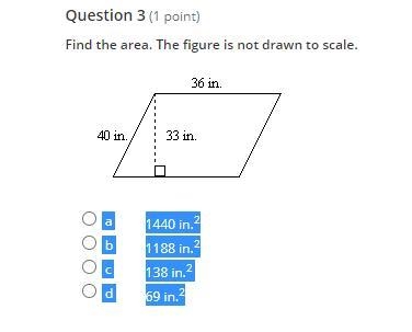 Find the area. The figure is not drawn to scale. a 1440 in.2 b 1188 in.2 c 138 in-example-1