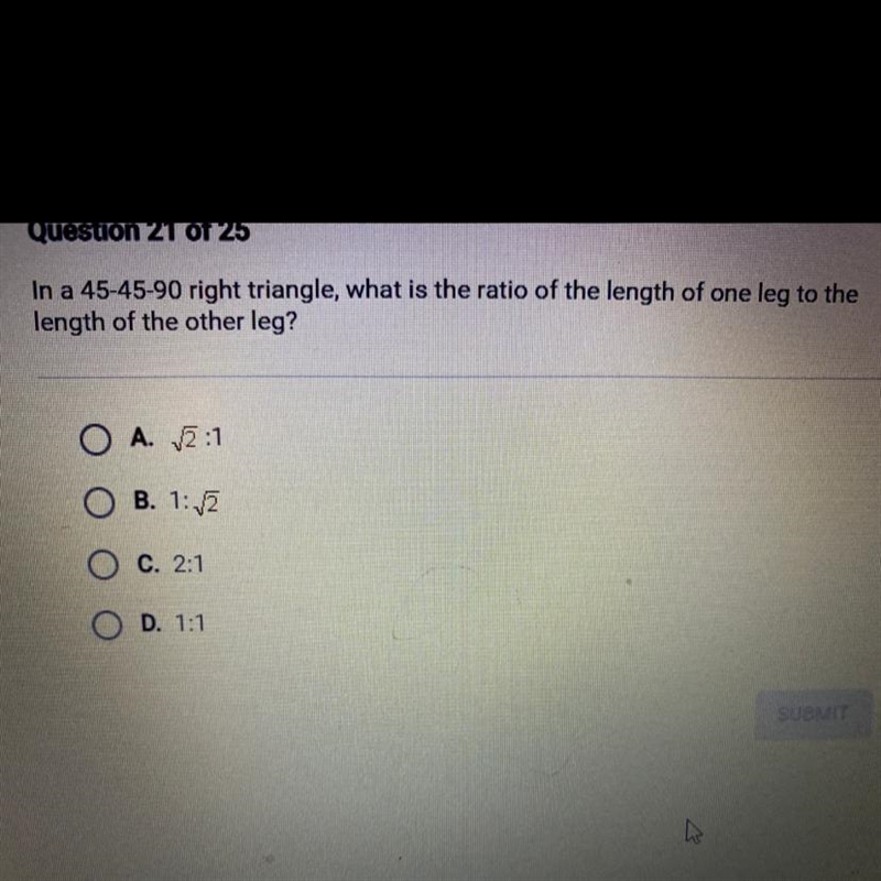 What is the ratio of the length of one leg to the length of the other leg?-example-1