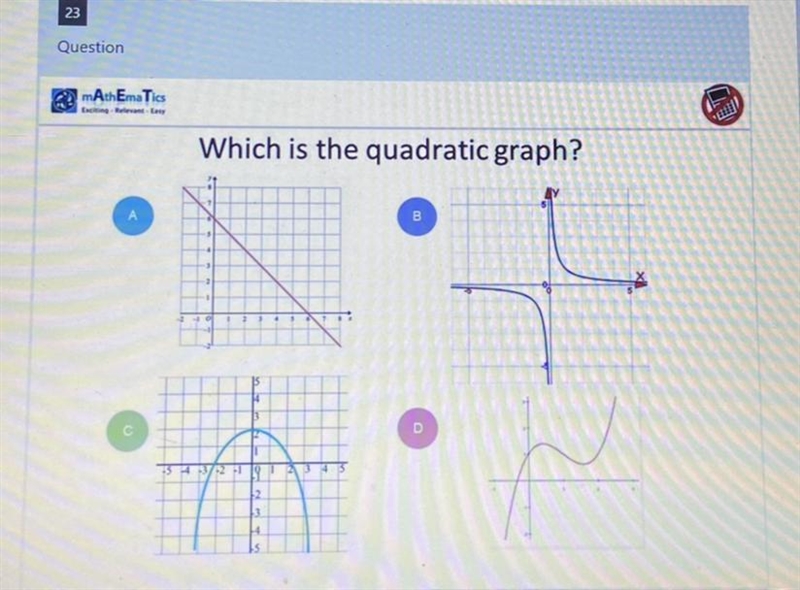 Help me please!! I don’t know what a quadratic graph is and need help answering this-example-1