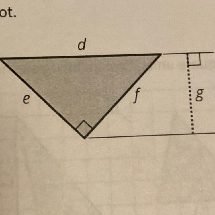 Can side d be the base for this triangle? If so, which length would be the corresponding-example-1