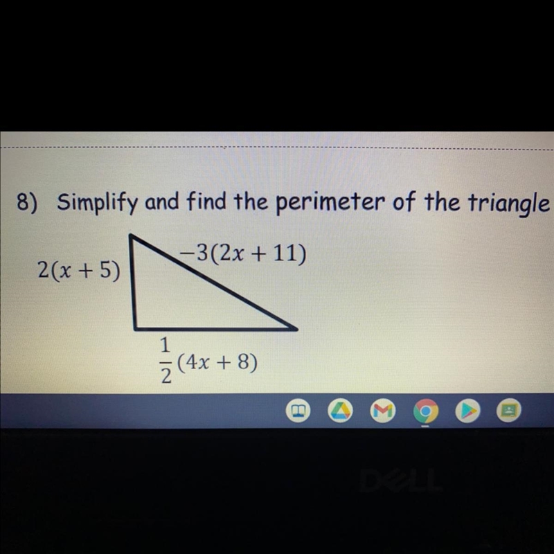 Simplify and find the perimeter of the triangle-example-1