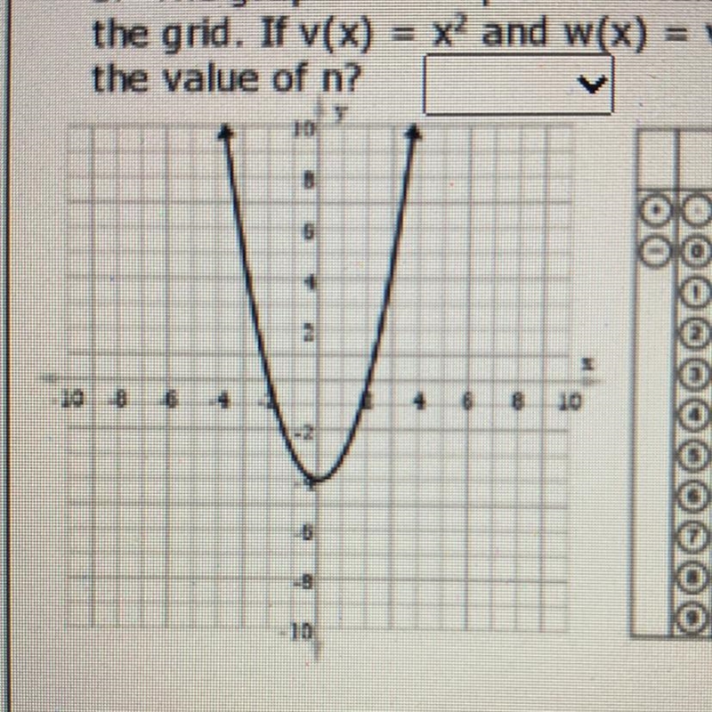 The graph of the quadratic function r is shown on the grid. If v(x) = x^2 and w(x-example-1