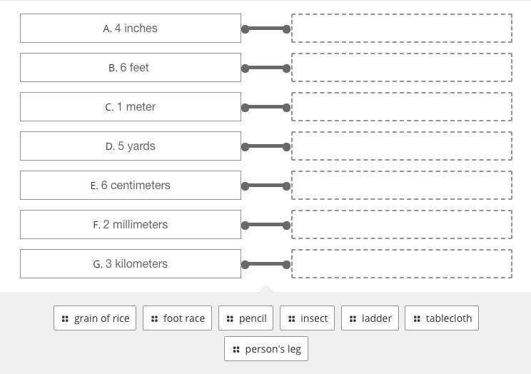 Choose an object that could be about the same length as each measurement.-example-1