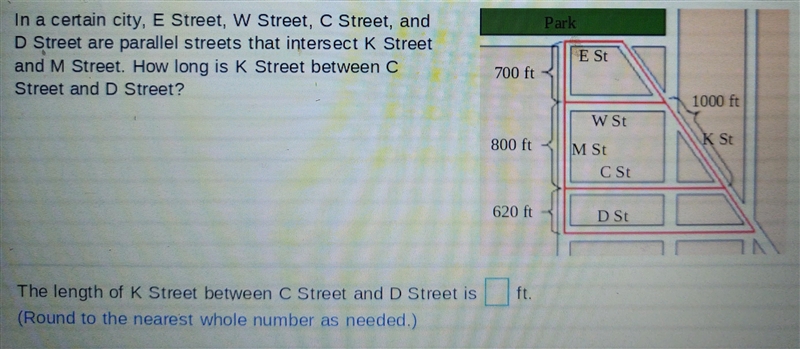 What is the length of K Street and D Street?-example-1