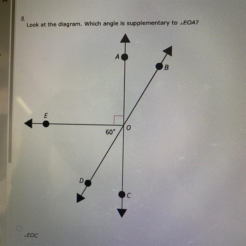 Look at the diagram. Which angle is supplementary to 1.) 2.) 3.) 4.)-example-1