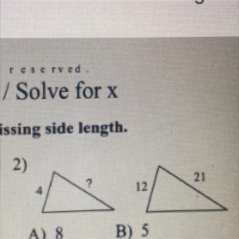 The polygon in each pair are similar.find the missing side length.-example-1