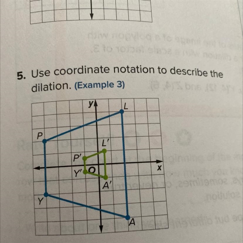 5. Use coordinate notation to describe the dilation. (Example 3)-example-1