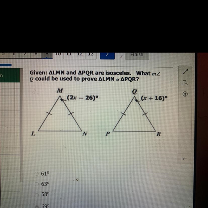 Given lmn and pqr are isosceles. What m-example-1