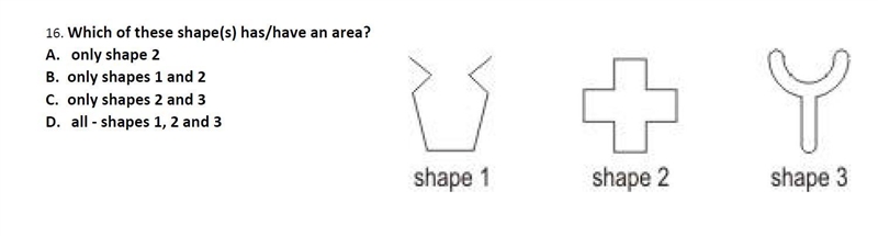 Which of these shapes have an area-example-1