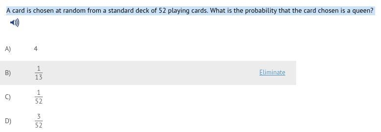 A card is chosen at random from a standard deck of 52 playing cards. What is the probability-example-1