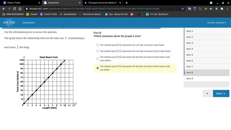 The graph shows the relationship between the total cost, t , of purchasing a steel-example-1