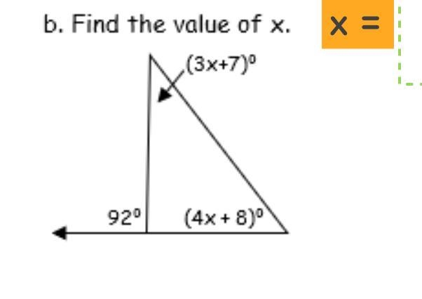 Find the value of x and show how-example-1