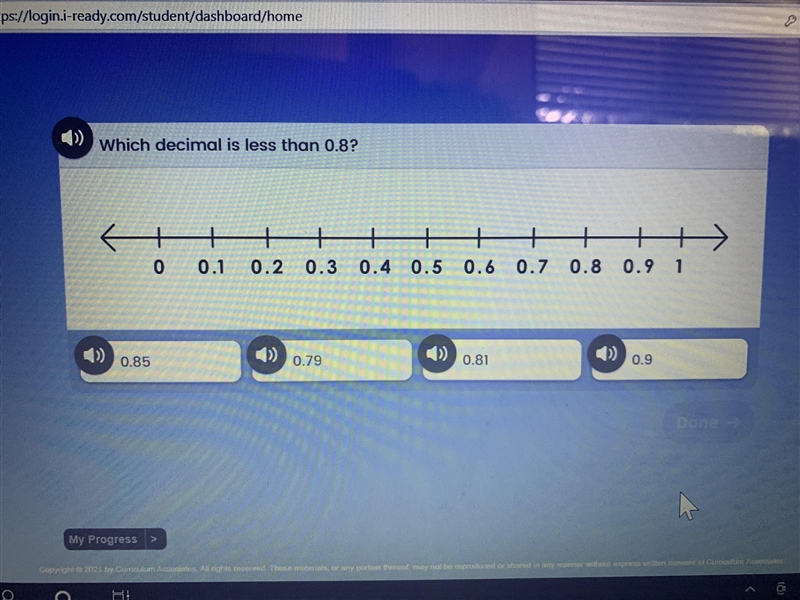 Help me pls. Which decimal is less than 0.8?-example-1