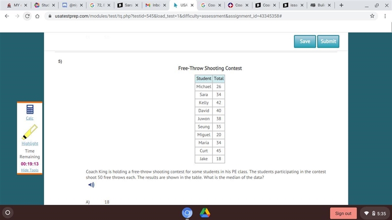 What is the median? A(18 B(27 C(33.2 D(34.5-example-1