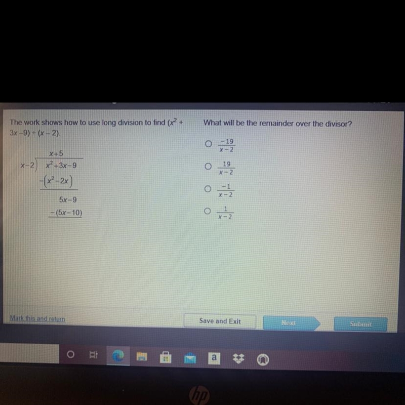 What will the remainder over the divisor?-example-1