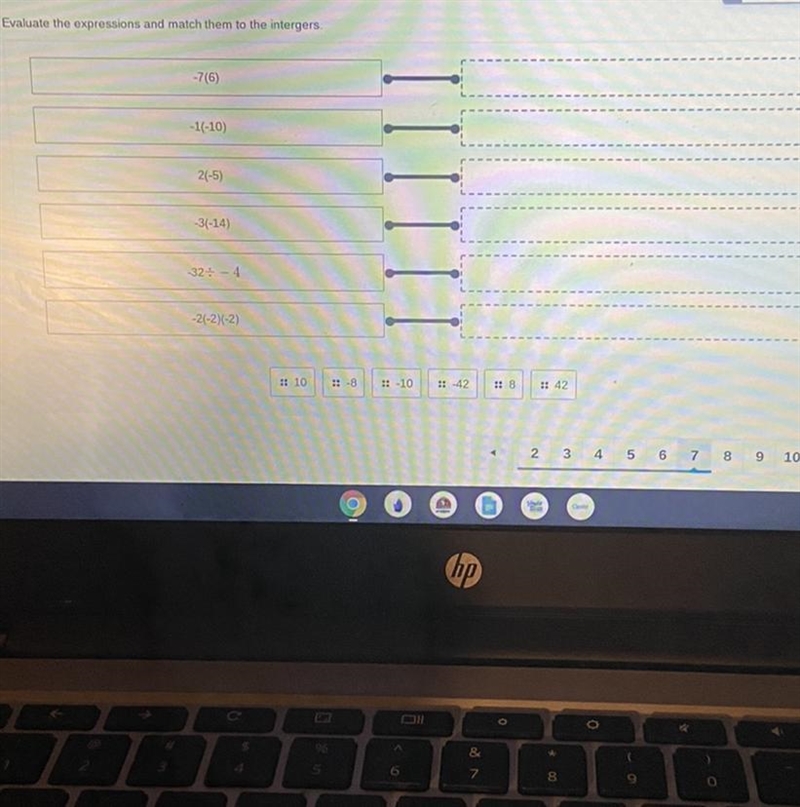 Evaluate the expressions and match them to the integers.-example-1