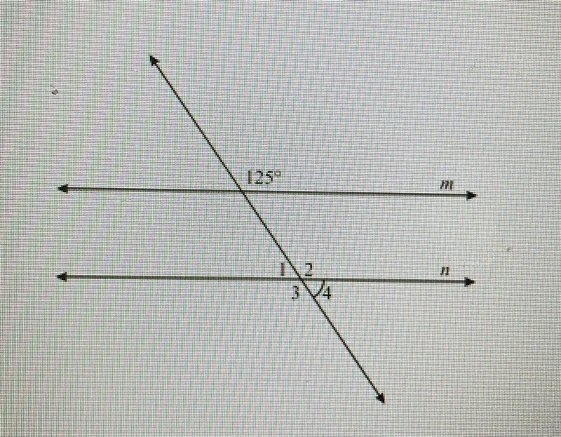 Lines m and n are parallel. what is the measure of angle 4? a) 25 degrees b) 55 degrees-example-1