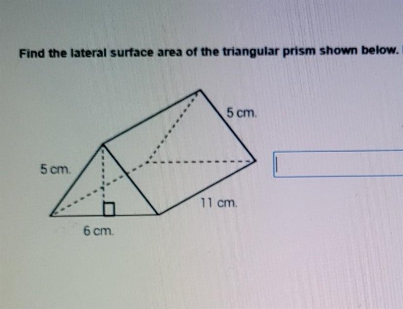 Find the lateral surface area of the triangular prism shown below.-example-1