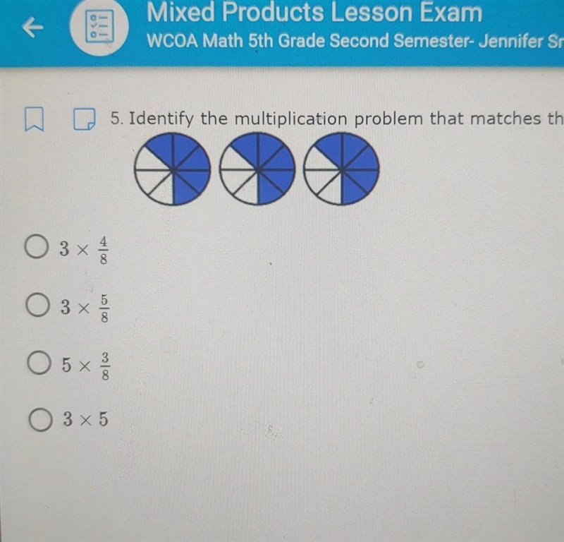 Help is needed Identify the multiplication problem that matches this model​-example-1