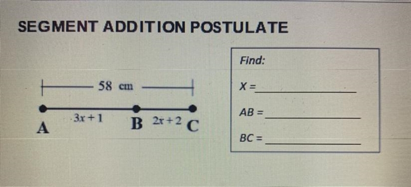 What is x = ? what is AB = ? what is BC = ?-example-1