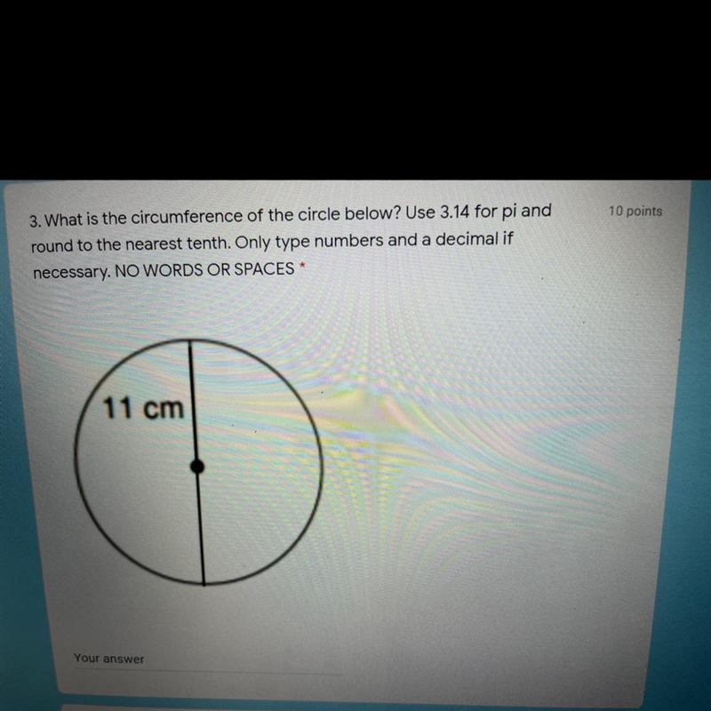 1. What is the circumference of the circle below? Use 3.14 for pi and Round your answer-example-1