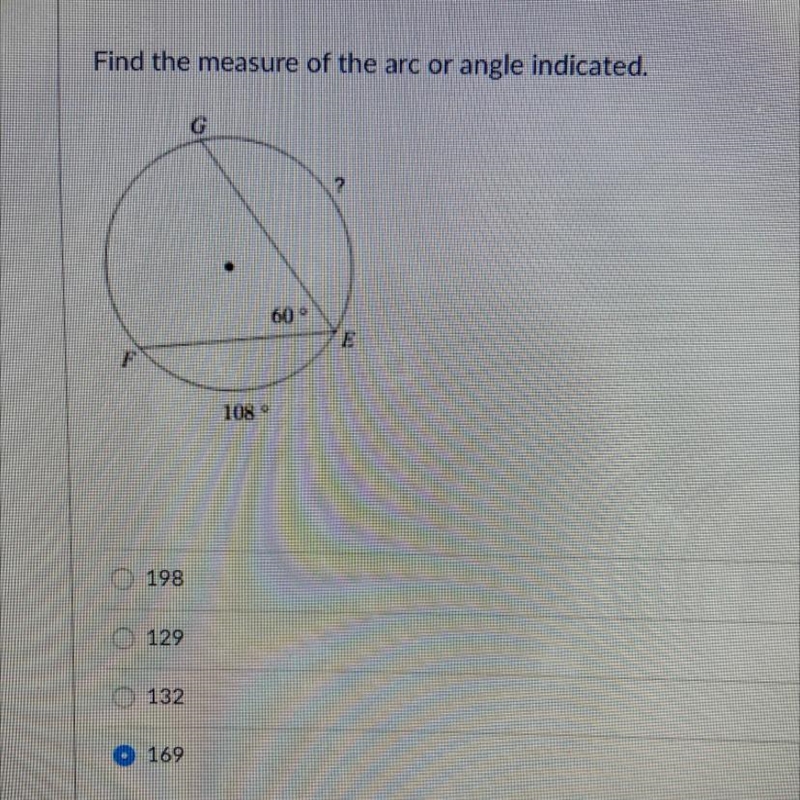 Find the measure of the arc or angle indicated-example-1