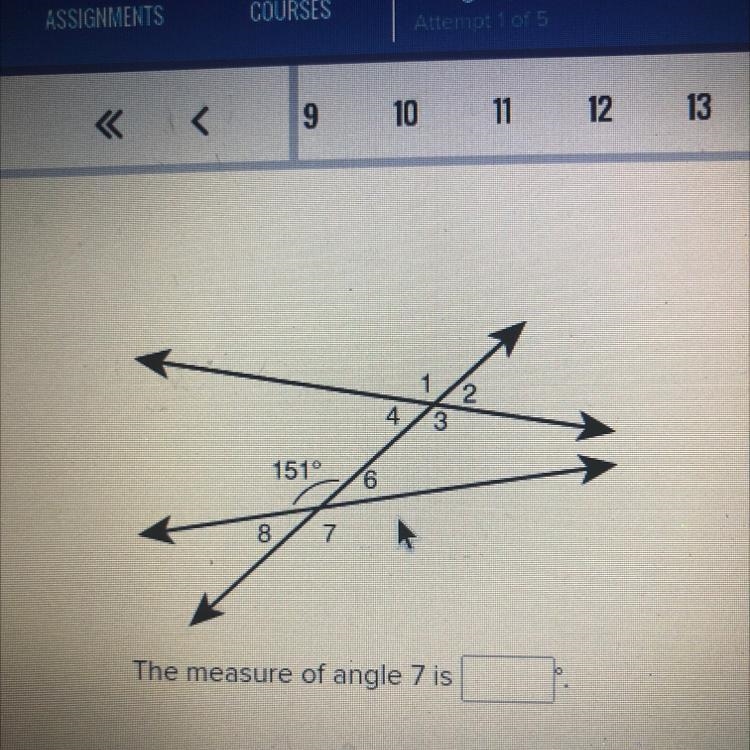 The measure of angle 7 is pls help quickly-example-1