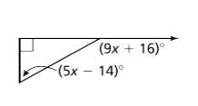 I need to find the value of x and the measure of the exterior angle-example-1