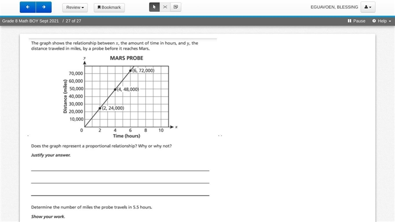 Does the graph represent a porportional relationship why or why not-example-1