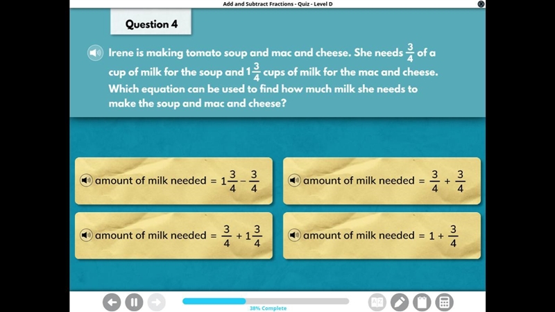 irene is making tomato soup and max and cheese. she needs 3/4 of a cup of milk for-example-1