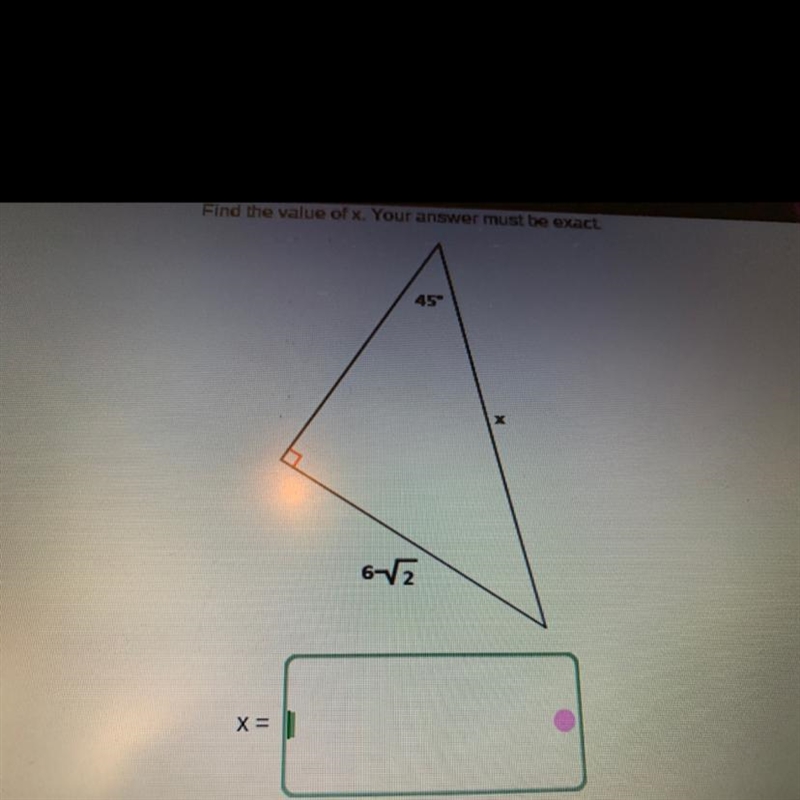 What is the value of x? I don’t know math so does anyone know geometry stuff?-example-1