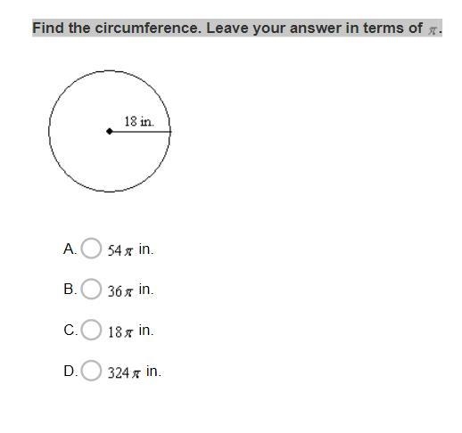 Find the circumference. Leave your answer in terms of .-example-1