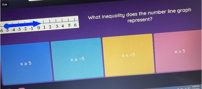 PLEASE HELP WHAT INEQUALITY DOES THE NUMBER LINE GRAPH REPRESENT-example-1