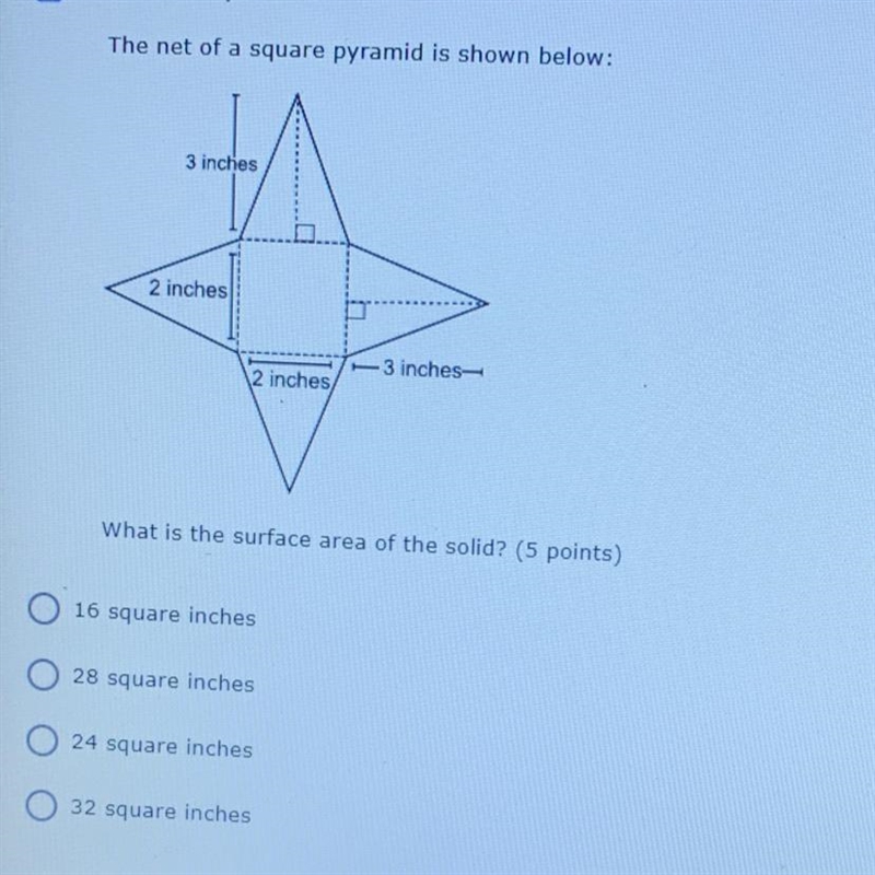 The net of a square pyramid is shown below:-example-1