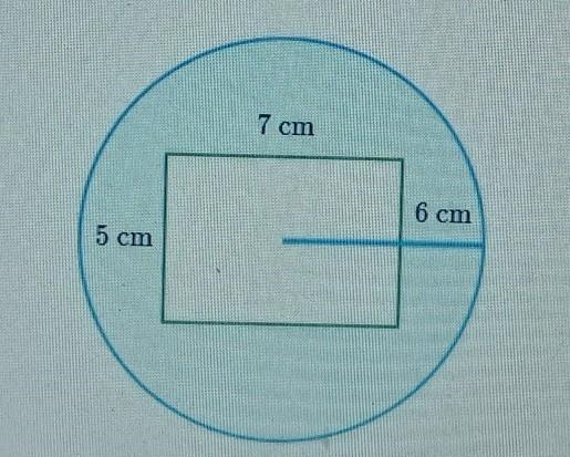 A 7 cm x 5 cm rectangle sits inside a circle with radius of 6 cm. What is the area-example-1