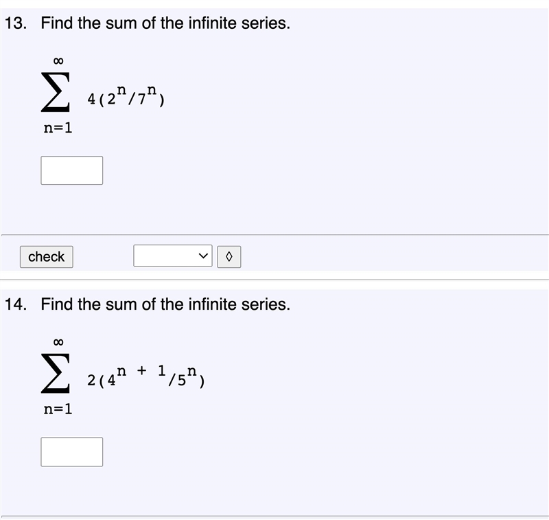 Find the SUm of the infinite series.-example-1