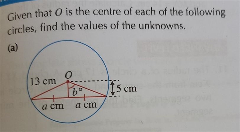 . Given that O is the centre of the following circle, find the values of the unknowns-example-1