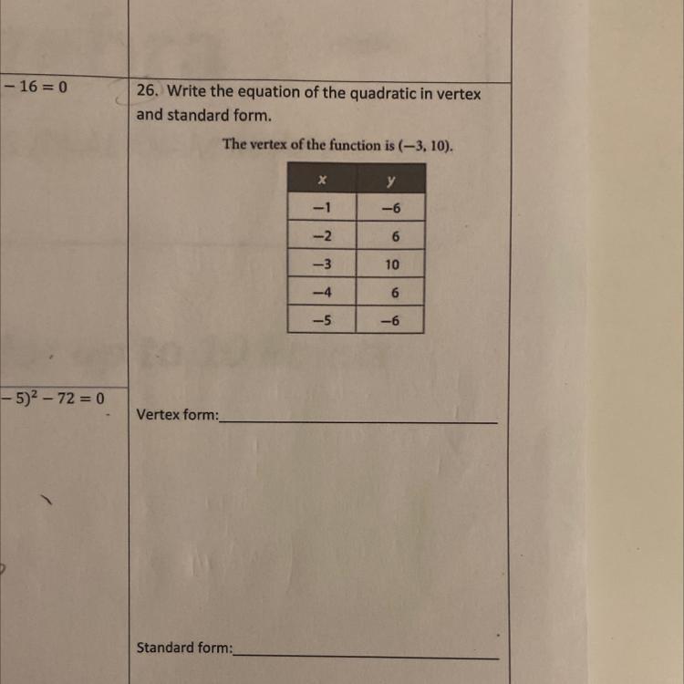 How do I find the vertex and the standard form? Plz explain-example-1