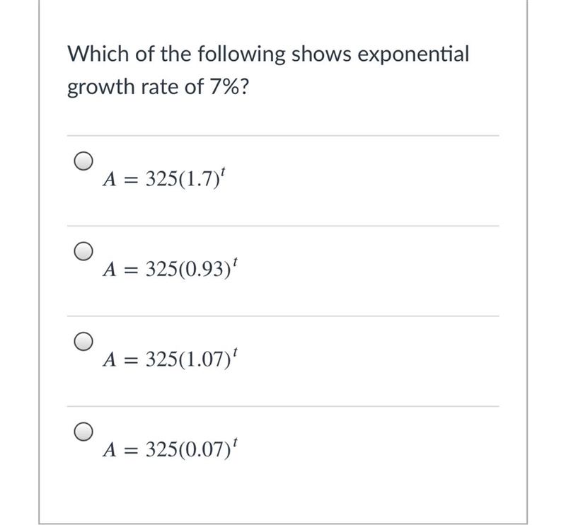 Algebra 2!exponential growth rate of 7%?-example-1