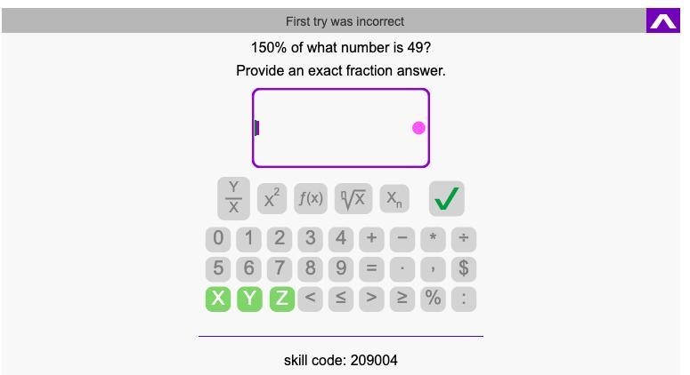 150% of what number is 49?-example-1