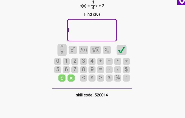 C(x) = 1/4x + 2 Find c(8)-example-1