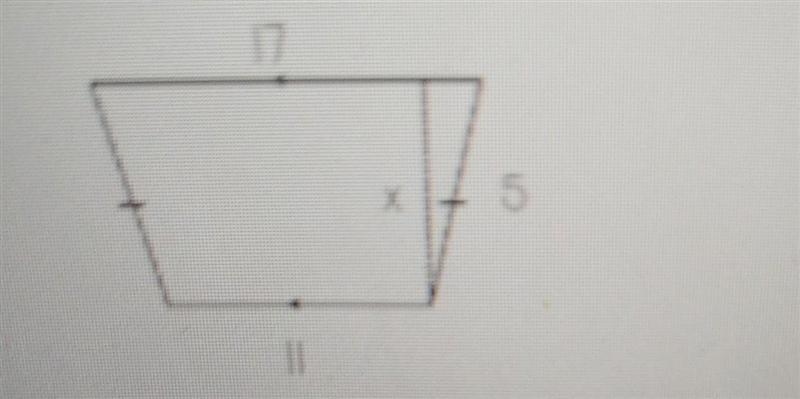 Please help. Find the values of the variable in each figure. 17 5 11 x.​-example-1