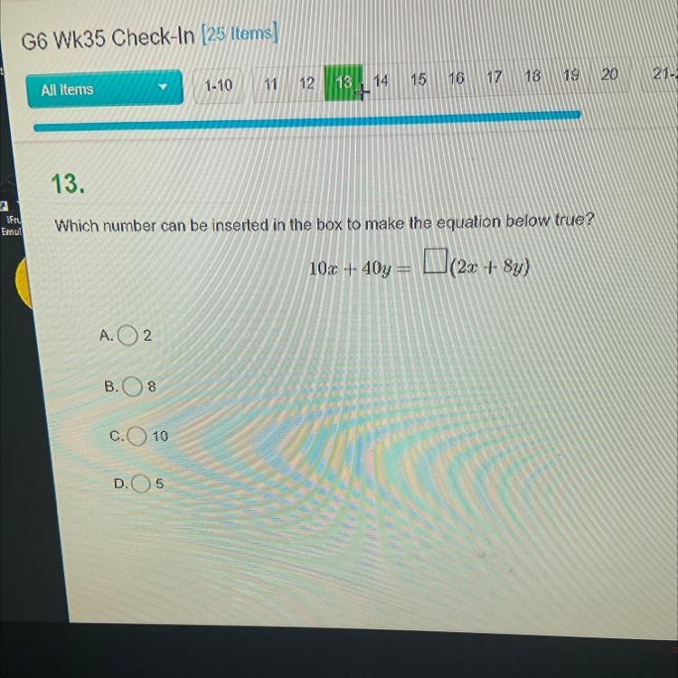 Which number can be inserted in the box to make the equation below true? 102 + 40y-example-1