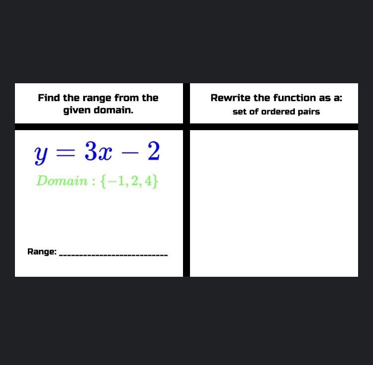 Plz help me do this. Thank you in advance. Do the ordered pairs as well :)-example-1