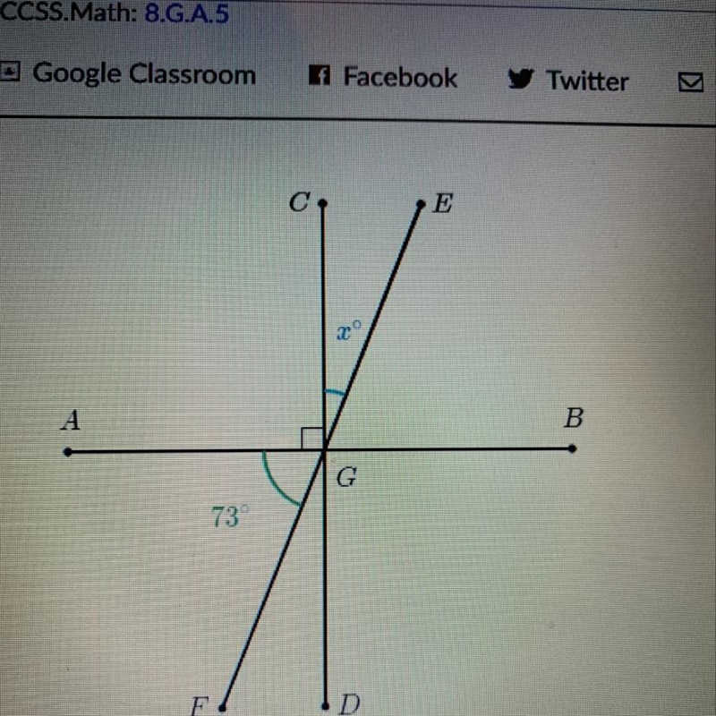 Help! It’s geometry: finding angles measures between intersecting lines-example-1